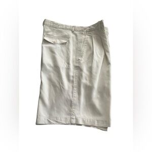 Bobby Chan Men's Size 36 70% Silk Blend Shorts Creamy White Pleated f/b Pkts EUC
